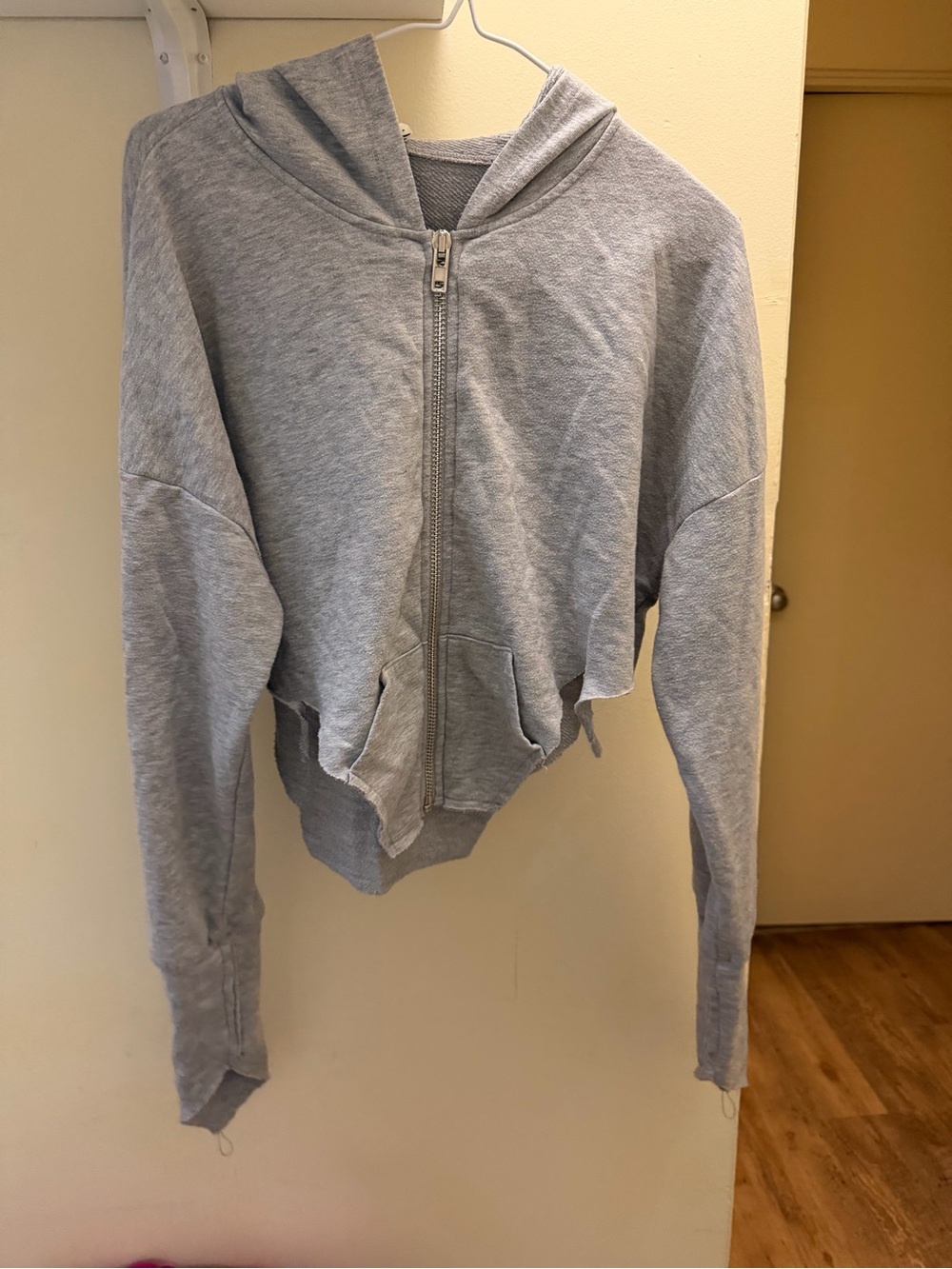 Gray Cropped Zip-Up Hoodie - Unbranded